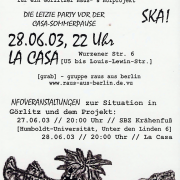 ein Flyer zum 28. Juni 2003